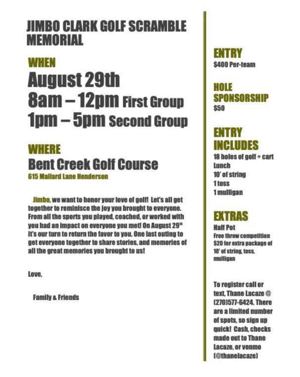 Jimbo Clark Gilf Scramble Henderson Golf scramble